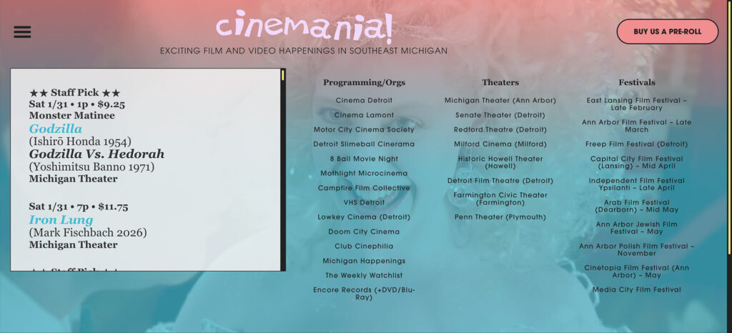 homepage for cinemania.website